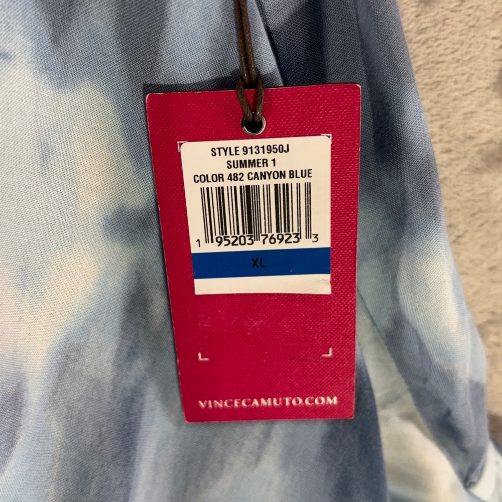 NWT Vince Camuto Blue Tie Dye Sleeveless Button Up Tie Front Jumpsuit Size XL - Picture 6 of 12